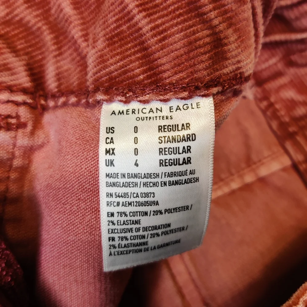 American Eagle dark dusty rose corduroy mini skirt Size 0 - Picture 4 of 4